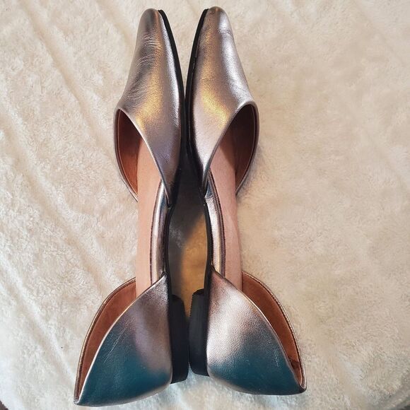 J Jill Ida D'Orsay Flats Loafers Shoes Womens 6.5 Gold Metallic Leather Slip On - Picture 8 of 9